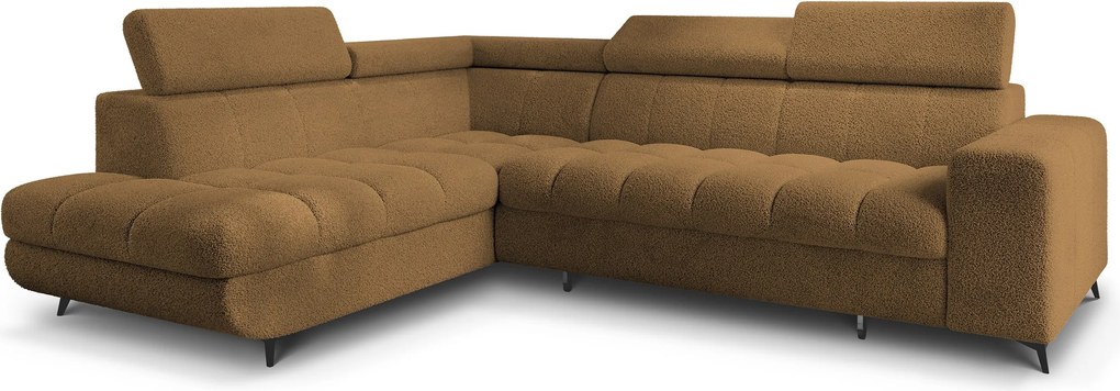 Masseno Narożnik MORIVA z funkcją spania i pojemnikiem na pościel Narozniki L, Rozkładana sofa - Miodowy, QUELLE 17