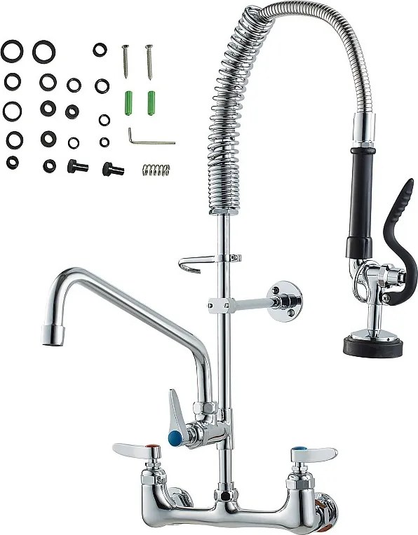 Bateria Kuchenna, SucceBuy Komercyjna Bateria Ścienna - Ze Spryskiwaczem do Płukania, 63.5 cm