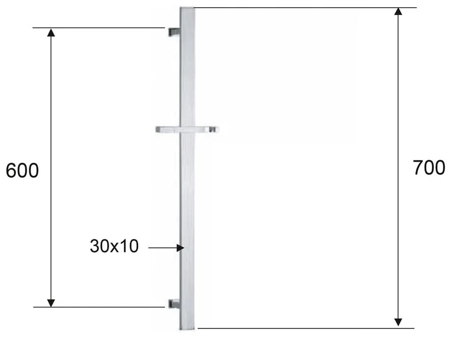 Ścienny drążek prysznicowy na słuchawkę z mosiądzu w kolorze matowej czerni z suwakiem 70 cm – Sapho