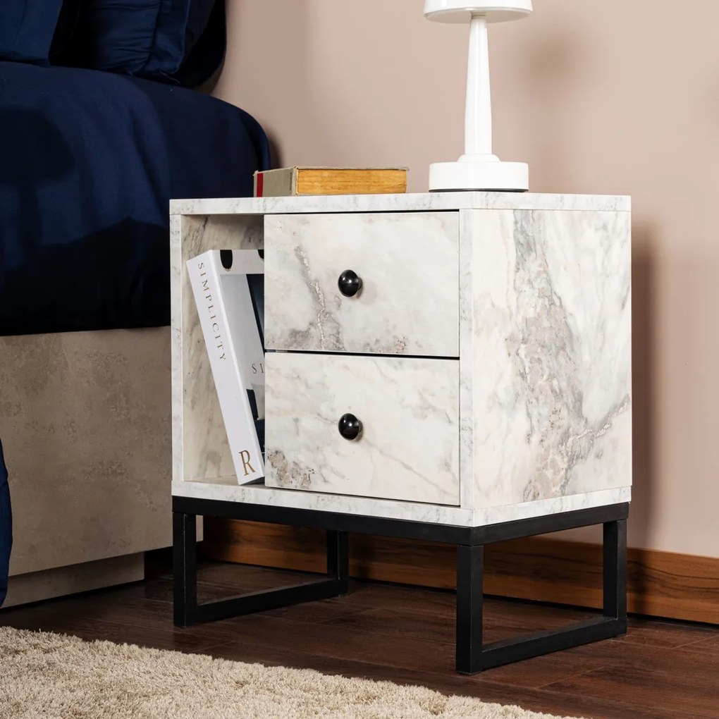 Stolik nocny Glimmer Fressia Marble Black