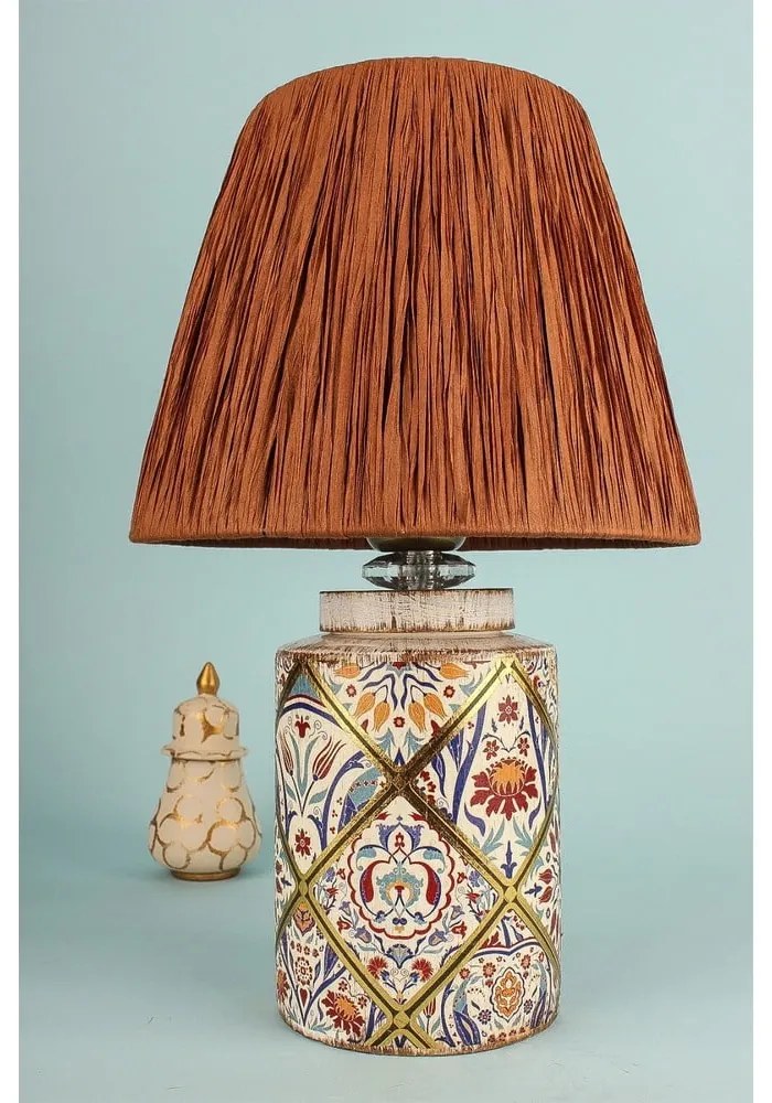 Lampa stołowa w kolorze terakoty z kloszem plecionki papierowej (wysokość 40 cm) Alev – Opviq lights