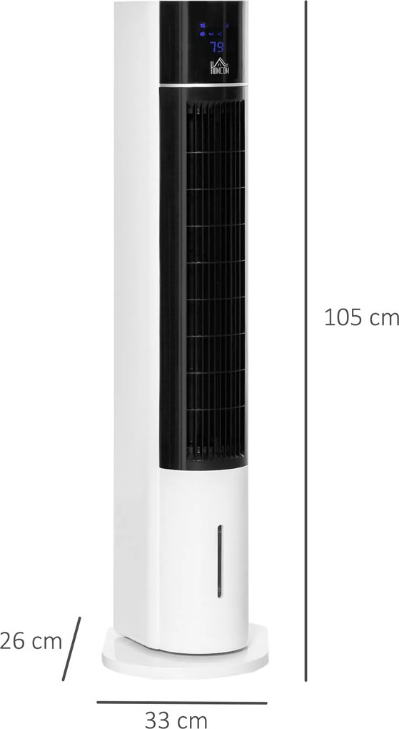 HOMCOM Wentylator Kolumnowy, Klimatyzator kolumnowy, Obrót o 52 stopnie, Cicha praca, 3 tryby pracy, 3 prędkości