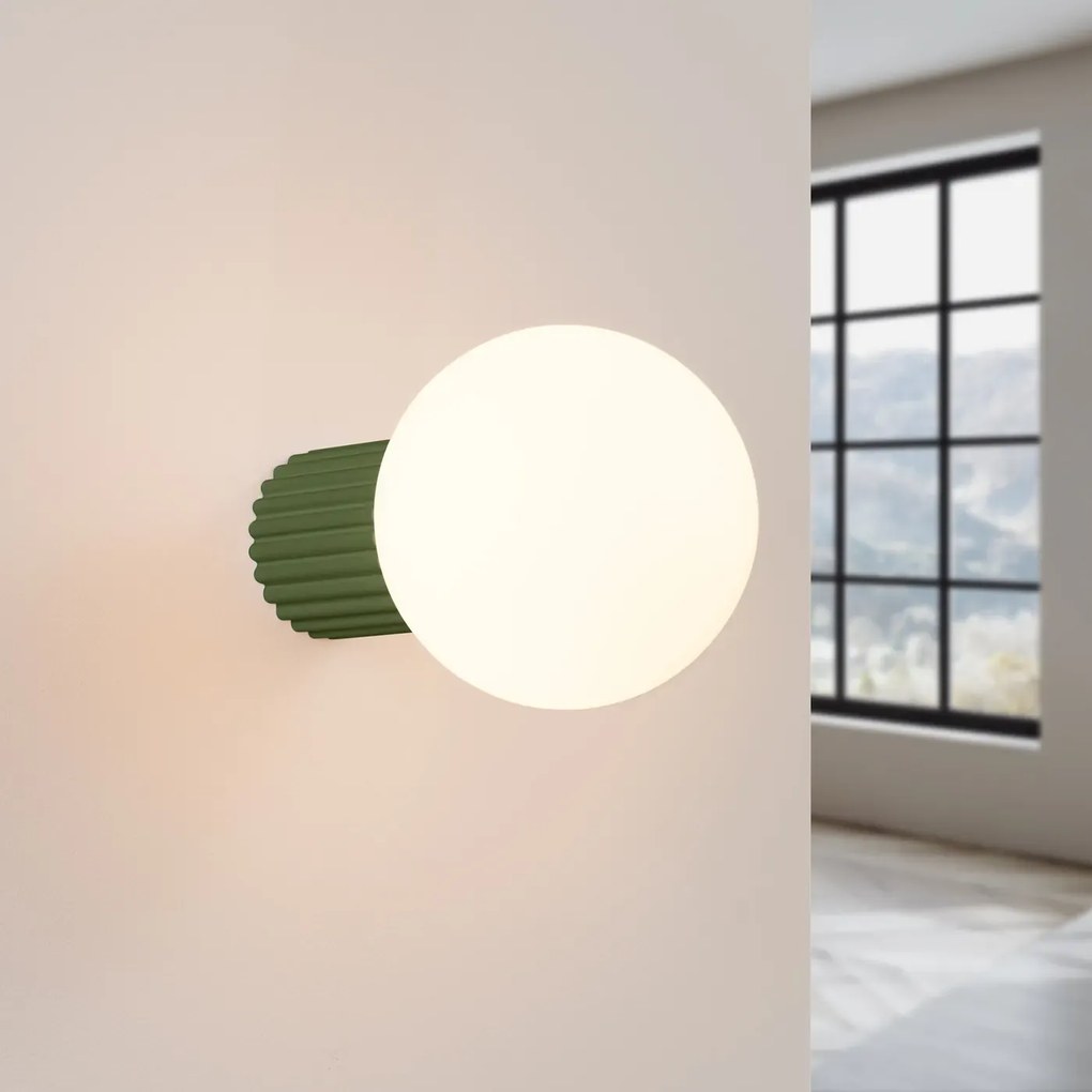 Kinkiet HALO zielony oliwkowy IP44 ryflowany SOLLUX  LIGHTING