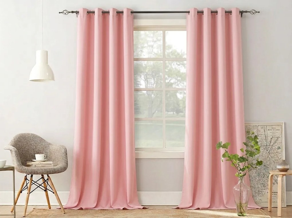 Zasłona OXFORD LIGHT 140x250 cm, różowa Zawieszanie: Metalowe pierścienie