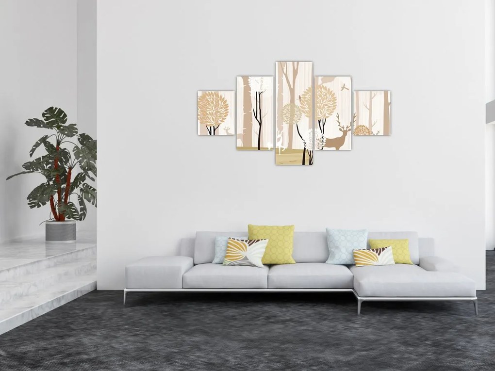 Obraz - Ilustrowany las (125x70 cm)