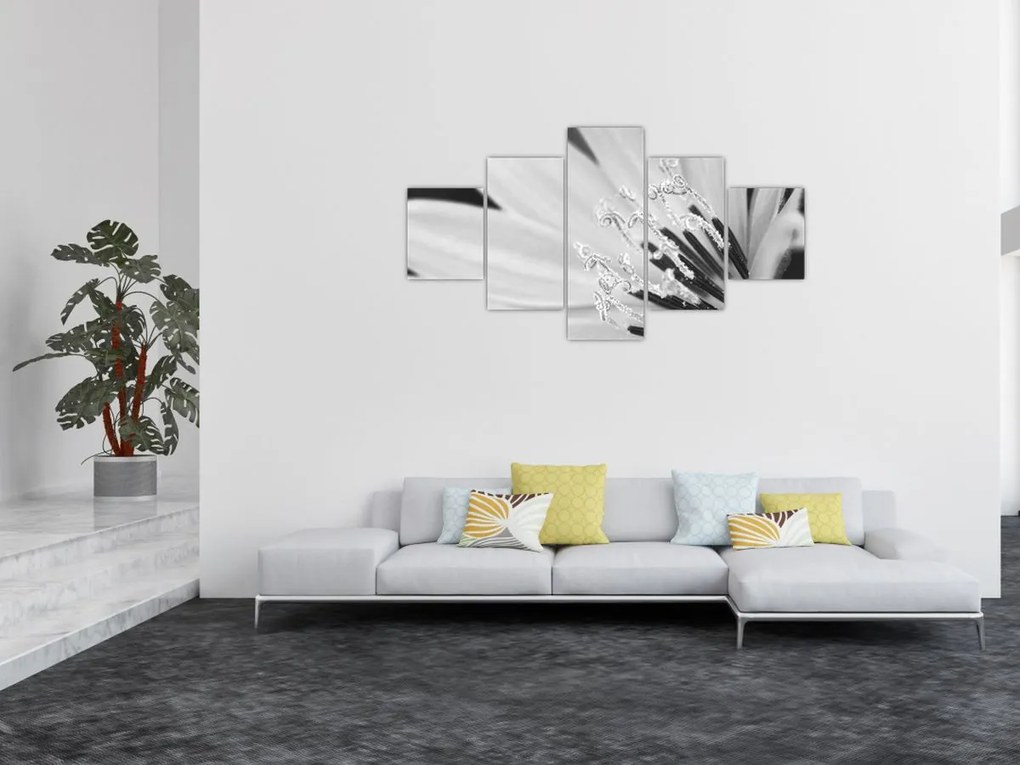 Obraz - Czarno-biały kwiat (125x70 cm)