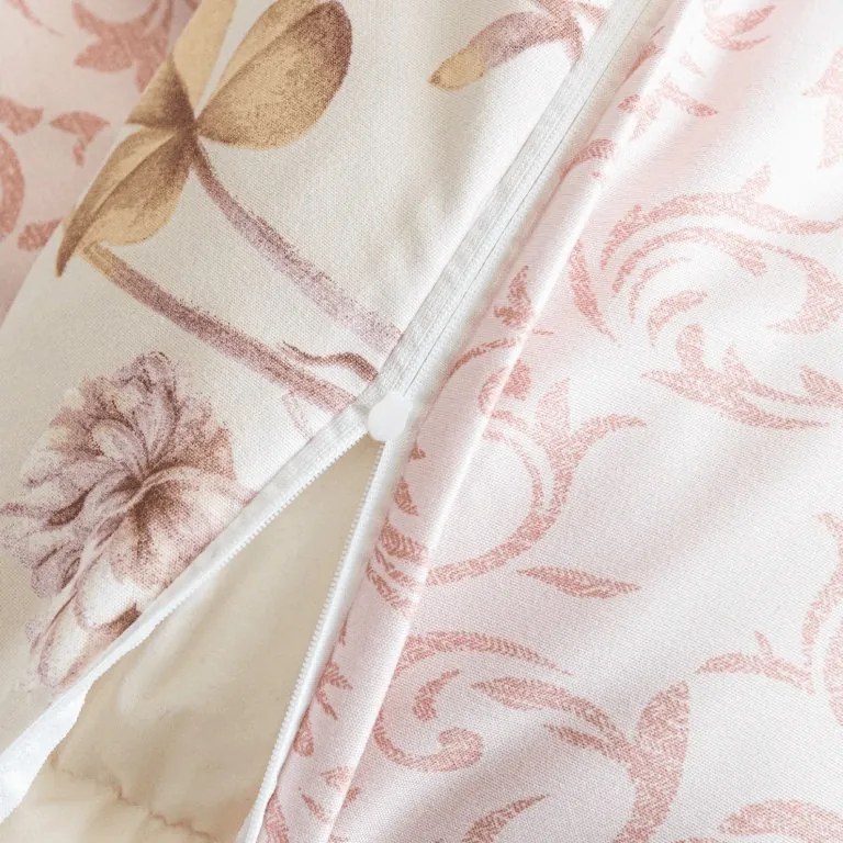 PrzytulneMieszkanie.pl PrzytulneMieszkanie.pl Pościel z mikroflanelu z mikrofibry BOTANIQUE beżowo-różowa Rozmiar pościeli: 70 x 90 cm | 140 x 200 cm