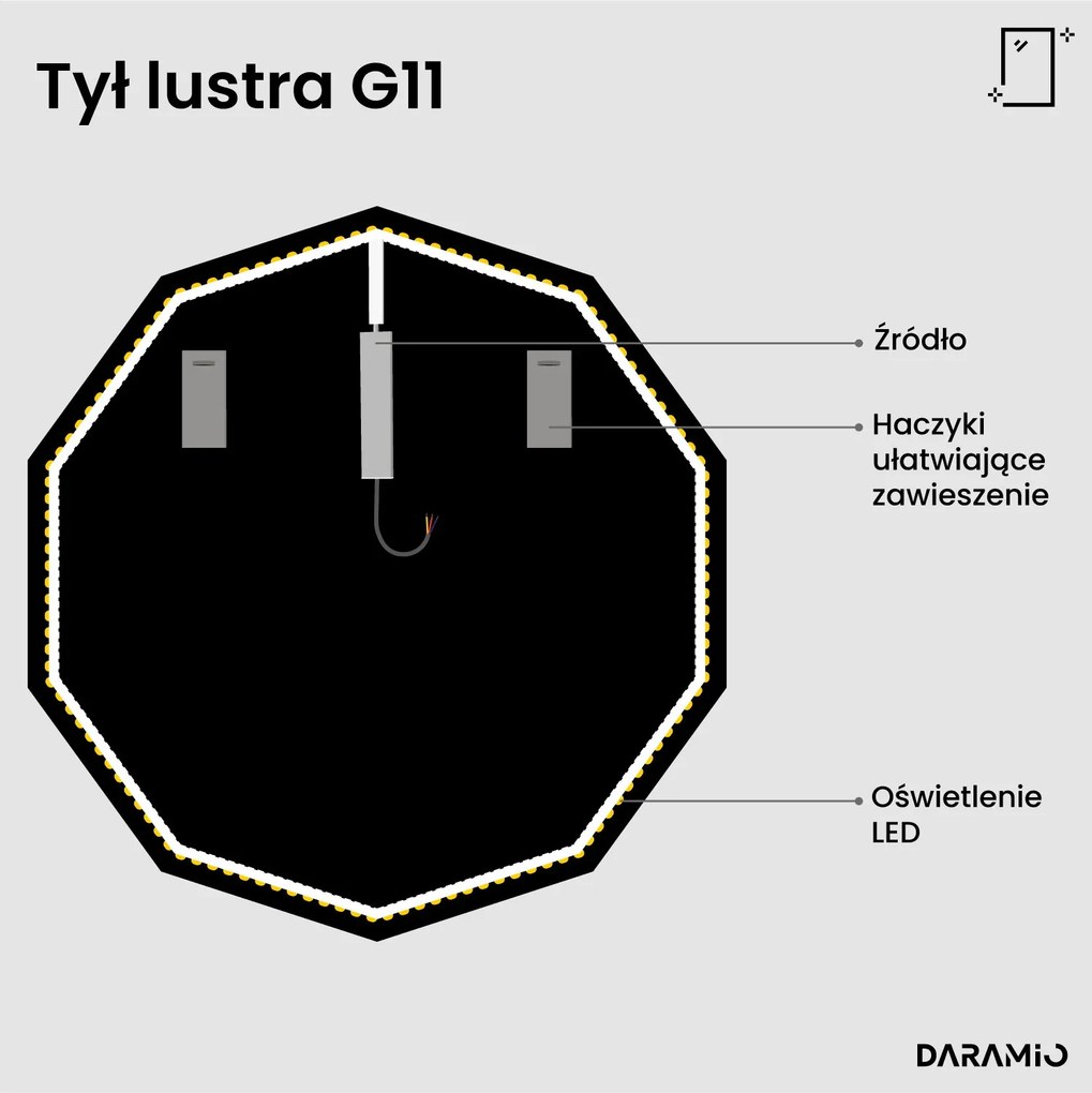 Geometryczne lustro łazienkowe LED G11