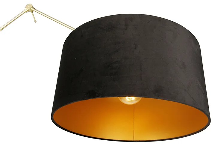Nowoczesna lampa podłogowa ze złotym aksamitnym abażurem, czarna, 50 cm - Editor Nowoczesny Oswietlenie wewnetrzne