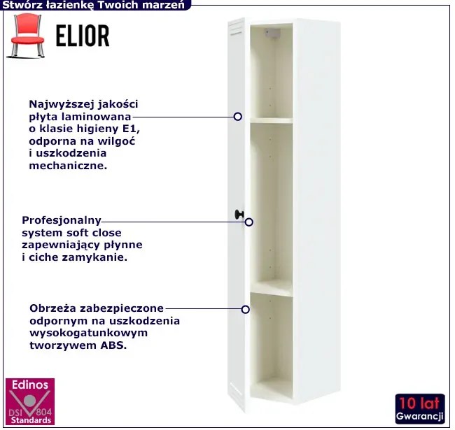 Biały nowoczesny słupek łazienkowy B4-F46