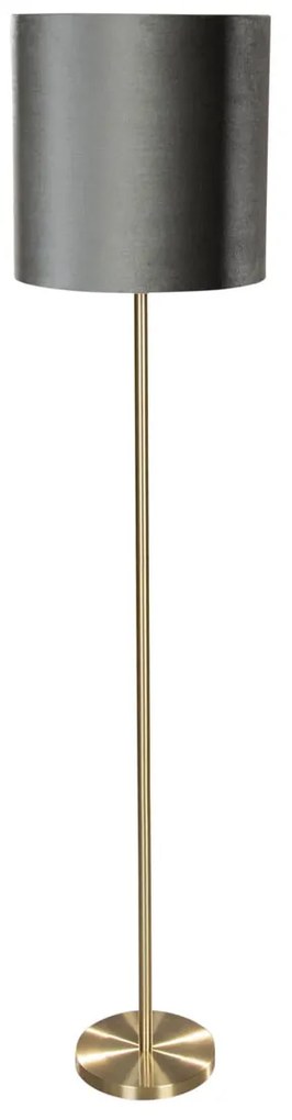 Lampa podłogowa mosiężna z welurowym abażurem zielonym 40cm - Simplo