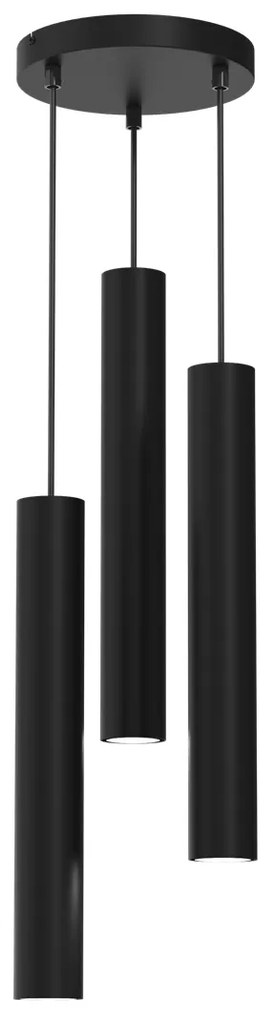 Lampa wisząca HUDSON BLACK 3xGU10, czarna, potrójna, tuba, na kole