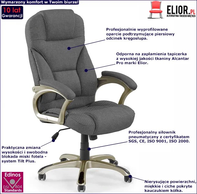 Biurowy Fotel Obrotowy Ciemny Popiel K3-T48