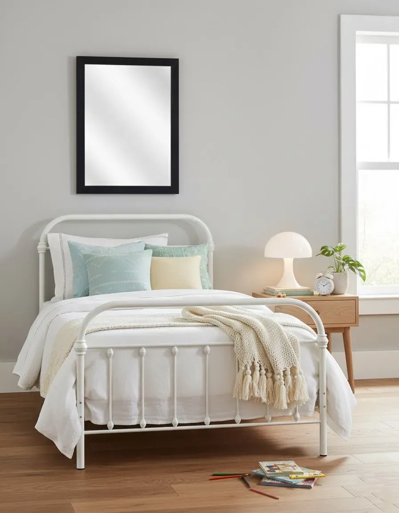 Białe metalowe łóżko 90x200 cm D2-T88