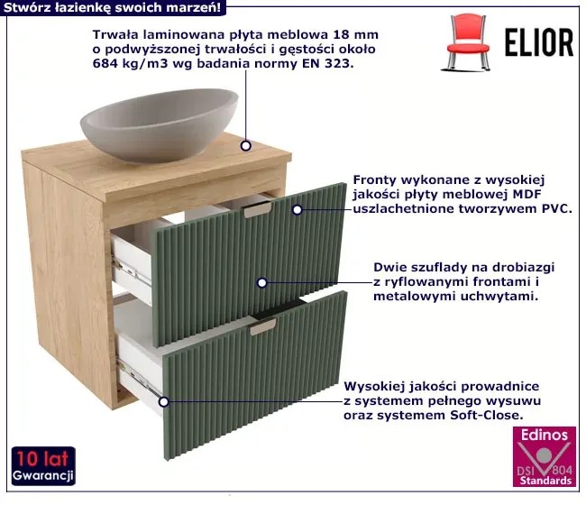 Ścienna szafka łazienkowa pod umywalkę szałwiowy + orzech C9-D05