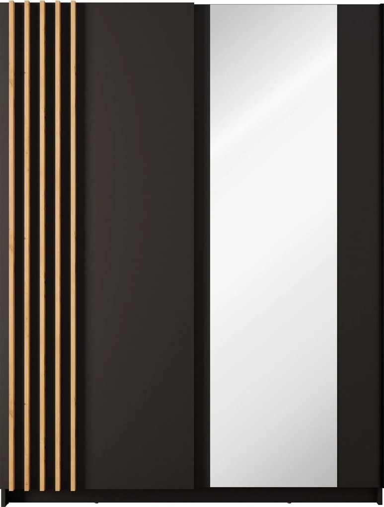 Szafa Przesuwna RANOR 150,6 cm z Lustrem Szafa Dwudrzwiowa, Dab artisan