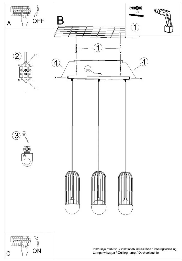 Listwa oświetlająca BRINA 3L czarna SOLLUX LIGHTING