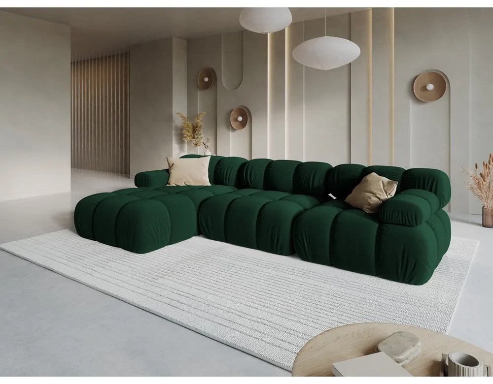 Zielona aksamitna sofa 285 cm Bellis – Micadoni Home