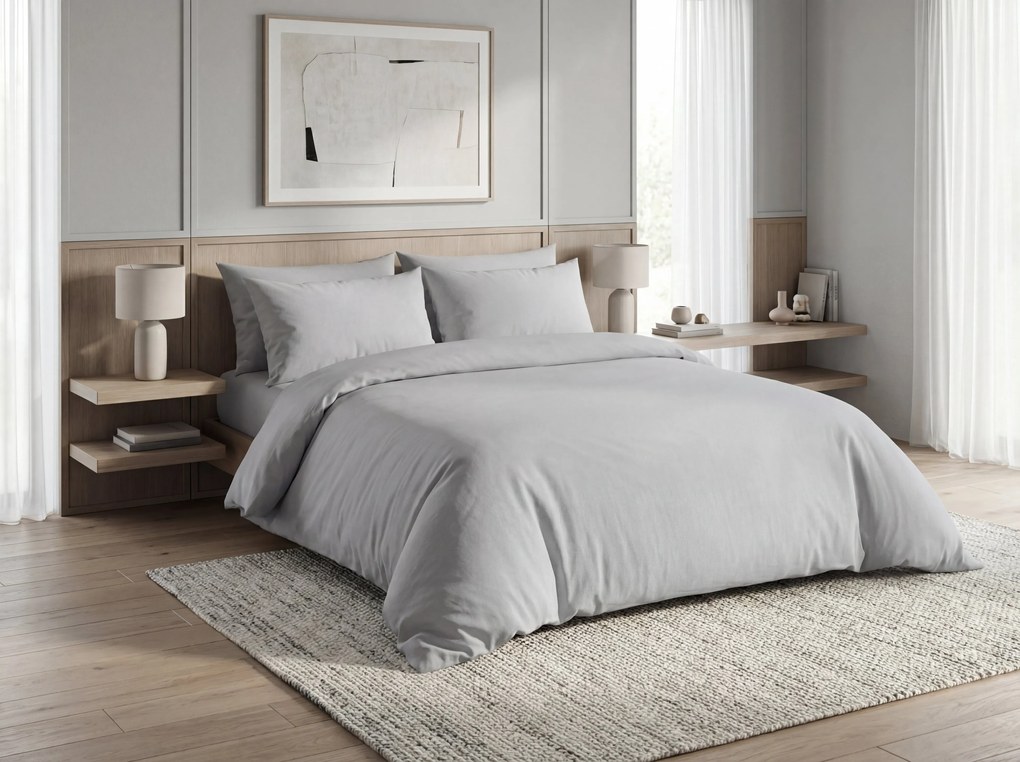 PrzytulneMieszkanie.pl PrzytulneMieszkanie.pl Bawełniana pościel CALMORA jasnoszara Rozmiar pościeli: 2 szt 70 x 90 cm | 200 x 220 cm