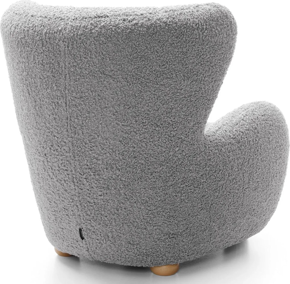 Szary fotel baranek w stylu skandynawskim F8-K85