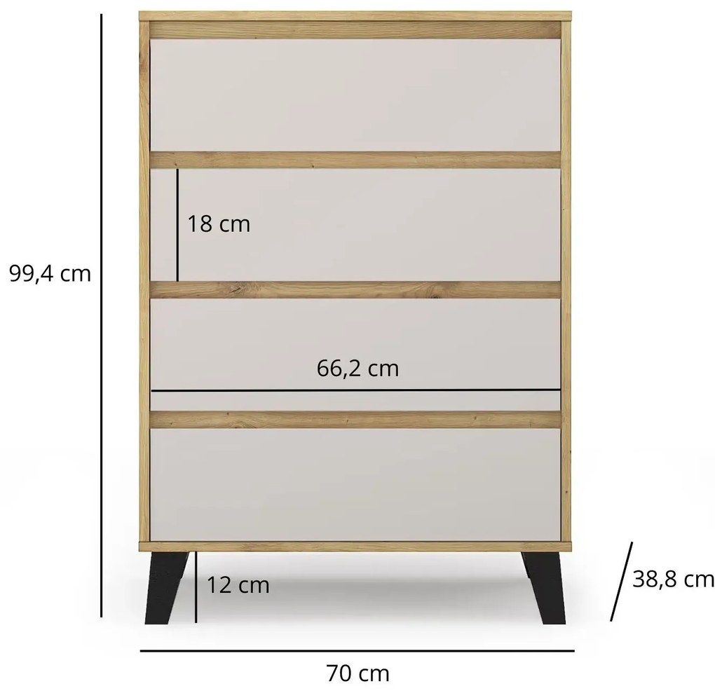 Skandynawska komoda na ubrania dąb artisan + kaszmir Z3-A25