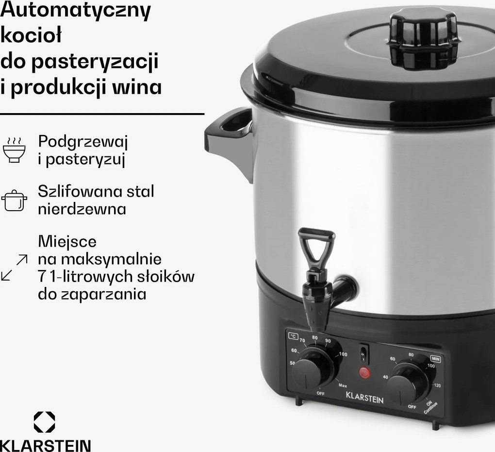 Klarstein Biggie Stal nierdzewna 16L Garnek do pasteryzacji Srebrny
