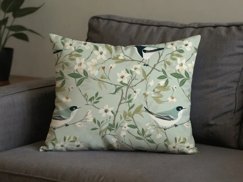 Poliestrowo-bawełniana poszewka na poduszkę FLORIBIRD POLY 50x70 cm, zielony