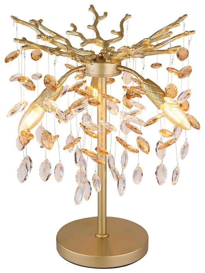 Globo 64138TG - Lampa stołowa QUEENA 3xE14/40W/230V złota