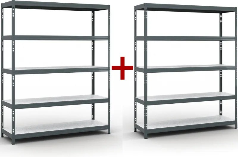 Regał półkowy 1+1 GRATIS, 1966x1600x500 mm, nośność 350 kg