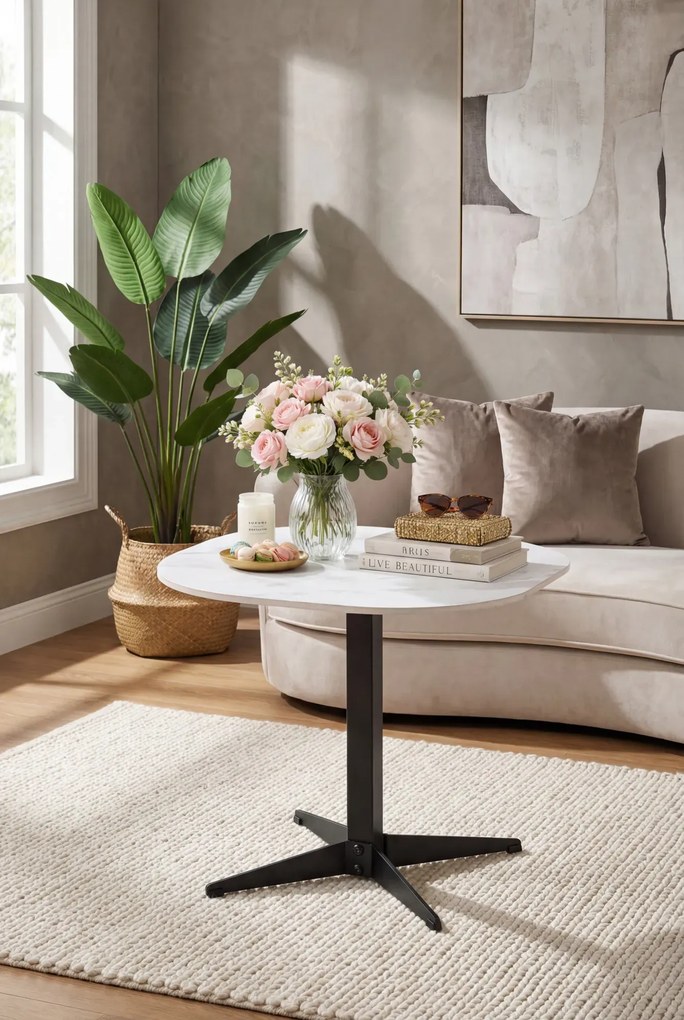 Nowoczesny stolik kawowy z blatem biały marmur Z0-F23