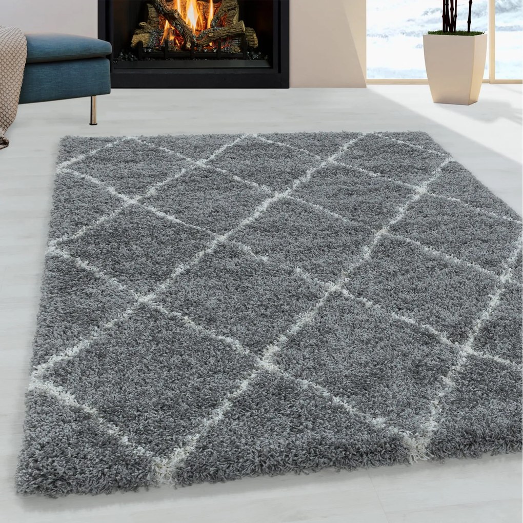 Dywan shaggy Alvor Romby szary 60 cm x 110 cm