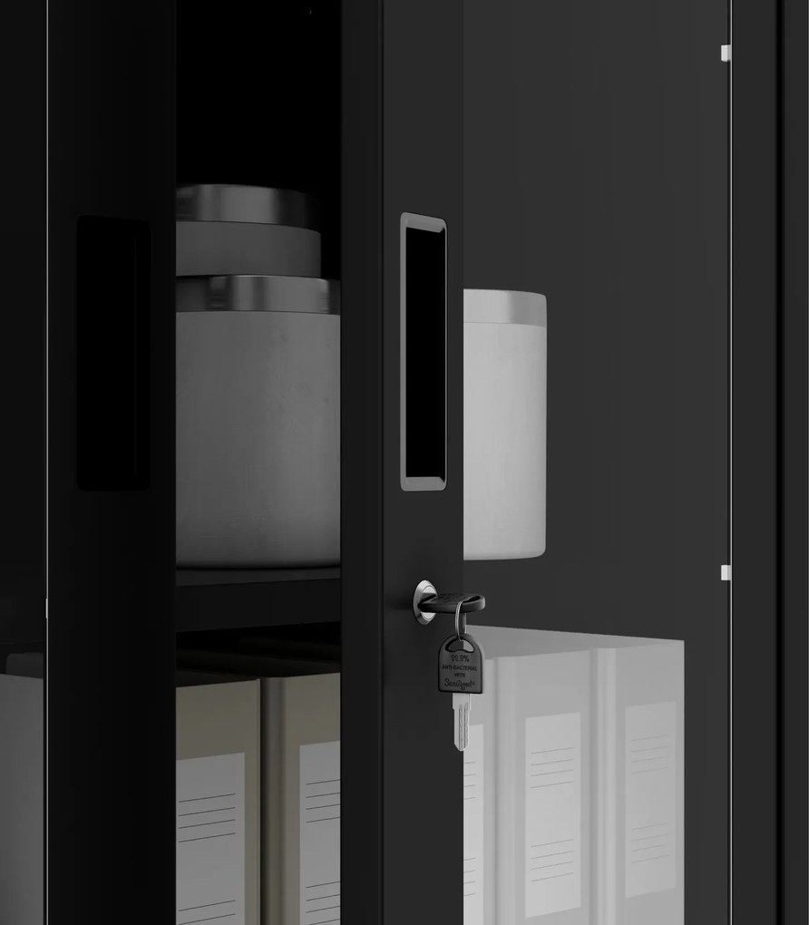 Biurowa szafa aktowa z sejfem Filip 90x40x185 cm, czarna