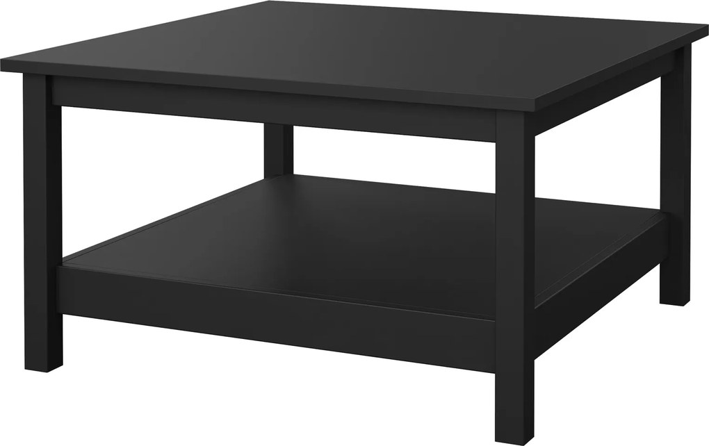 Kwadratowy stolik kawowy z półką Madrid czarny mat