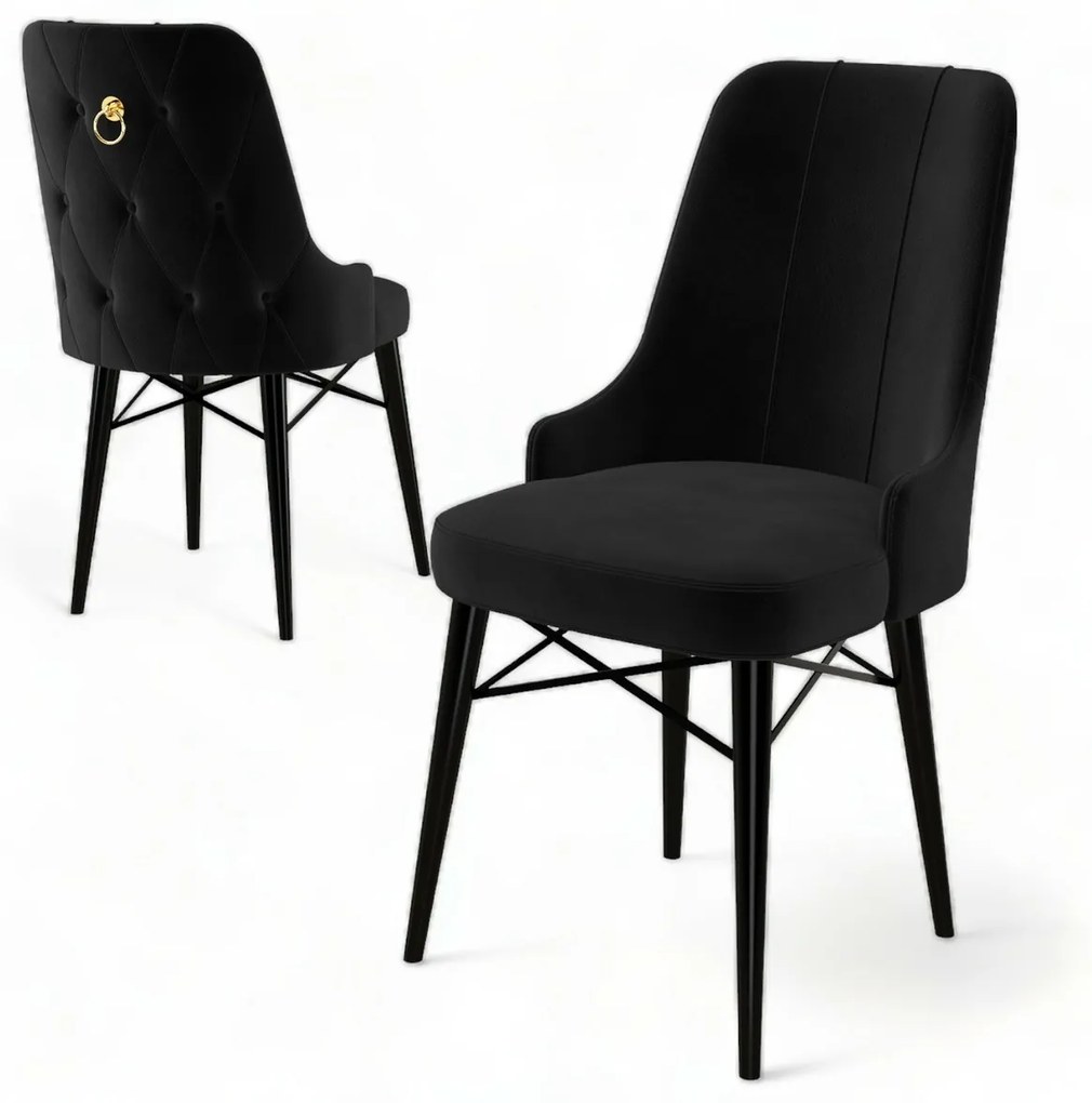 Zestaw krzeseł do jadalni Pare Black and Black, 6 szt., 6 szt.