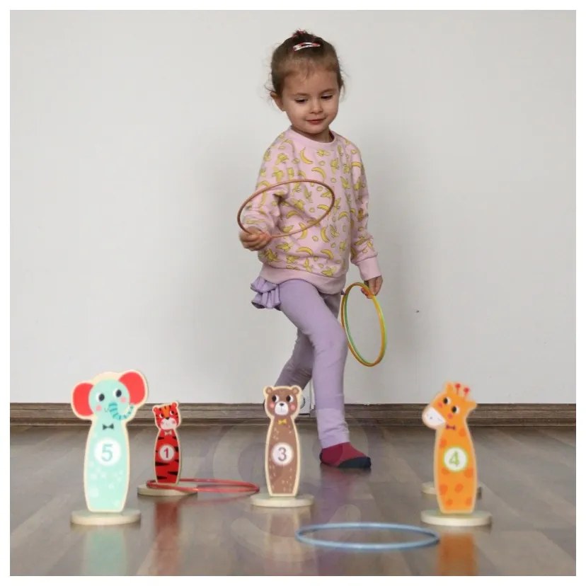 Tooky toy drewniana gra zręcznościowa rzut do celu zwierzątka 15 el.