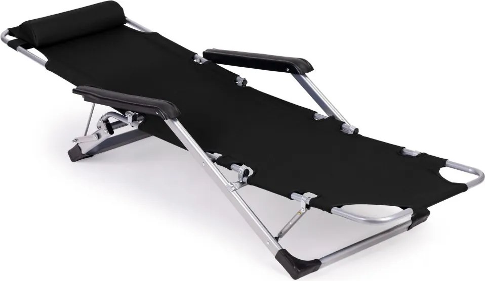 Składany leżak ogrodowy z regulacją Santora 010, czarny