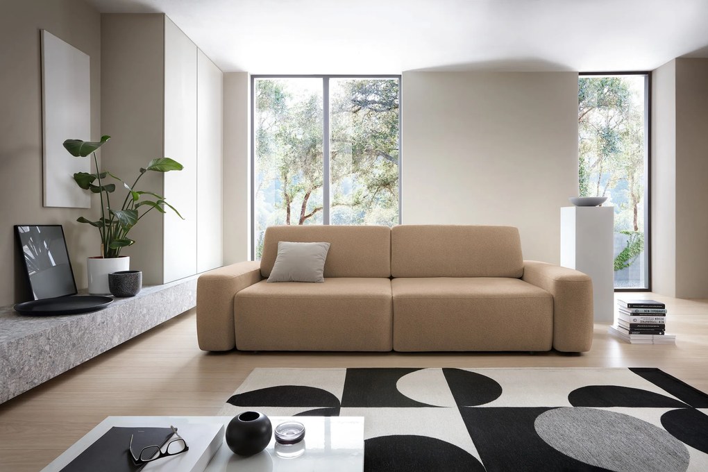 Masseno Sofa VEO z funkcją spania i pojemnikiem na pościel, Rozkładana sofa - Brązowy, RAVEN 38