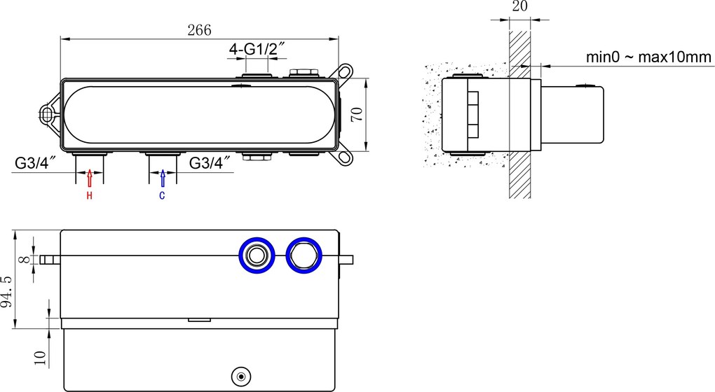Termostatyczna bateria prysznicowa podtynkowa NT7646