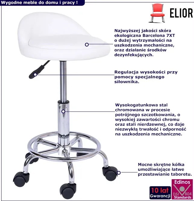 Biały stołek kosmetyczny obrotowy G1-C05