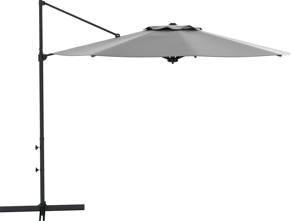 Outsunny Parasol Ogrodowy 3m Korba Regulowany Obrotowy Metal Ciemnoszary | Aosom PL