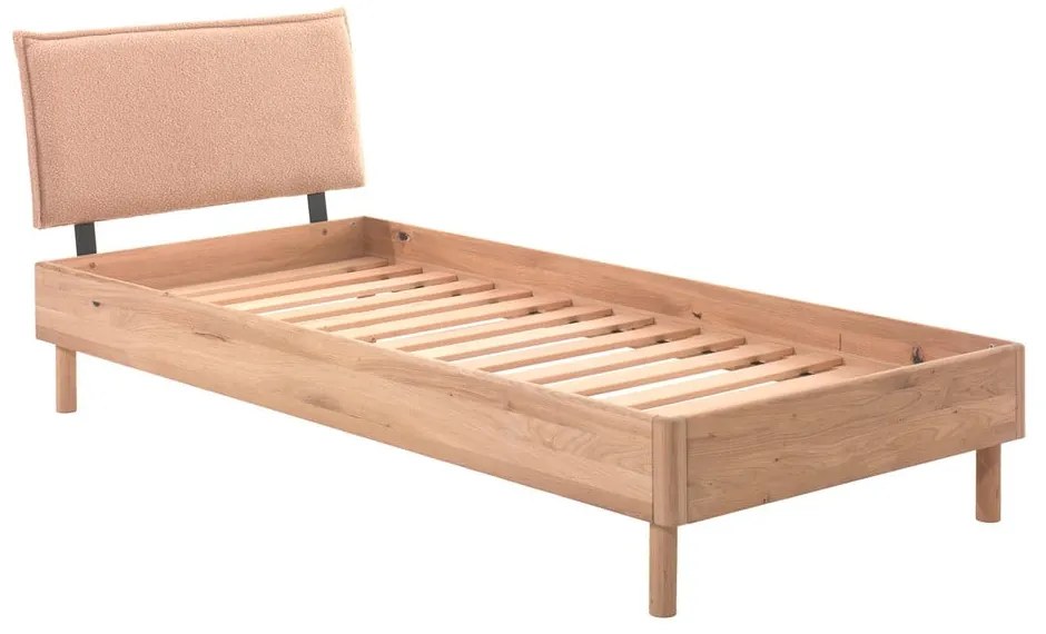 Łóżko jednoosobowe z litego drewna dębowego ze stelażem 90x200 cm w naturalnym kolorze Forrest – Vipack