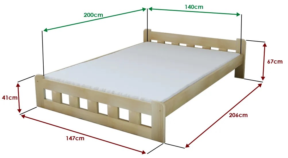 Łóżko Naomi podwyższone 140 x 200 cm, sosna Stelaż: Ze stelażem listwowym elastycznym, Materac: Bez materaca