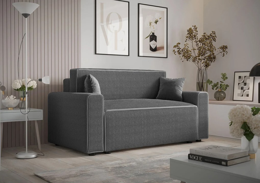 Szara tapicerowana sofa rozkładan L2-E52