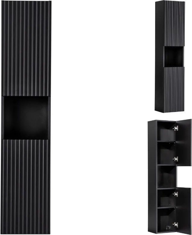 Zestaw łazienkowy Nova 586 czarny mat - szafka 120 cm z umywalkami i słupek