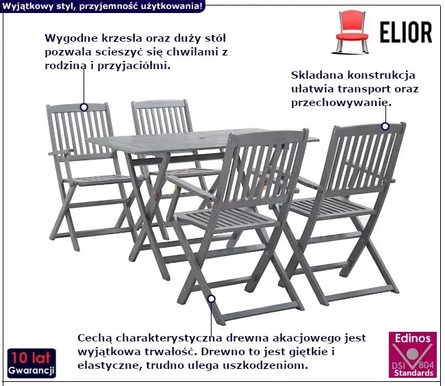 5-częściowy zestaw z kwadratowym stołem - Solvith