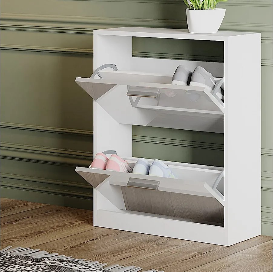 Szafka na buty biały wysoki połysk 59x22x72.5 gizmo