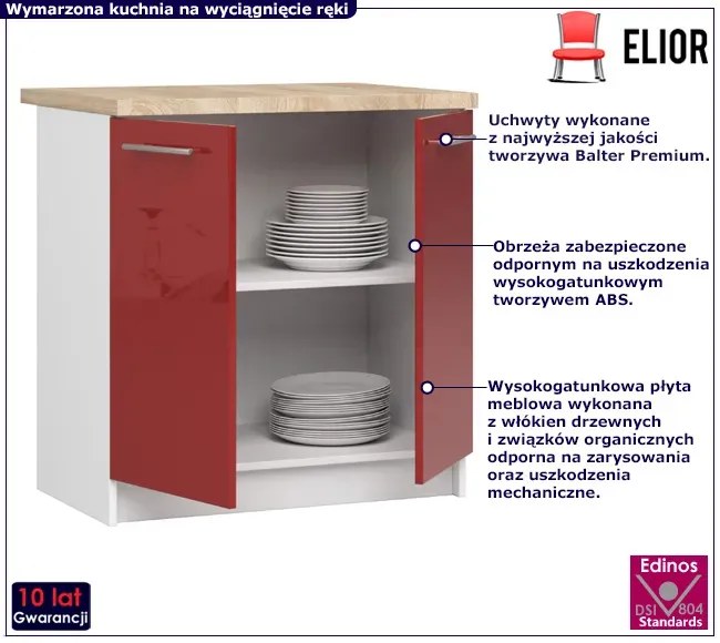 Szafka kuchenna dolna w kolorze czerwonym Sybil 6X
