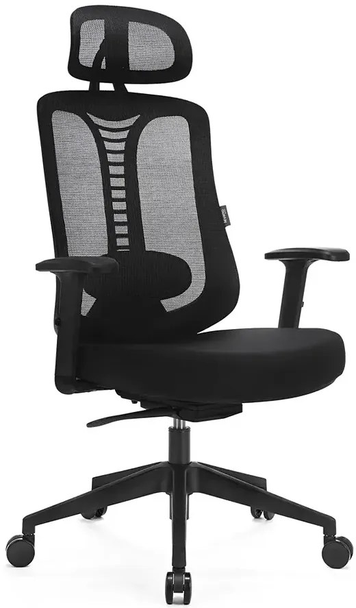 Czarny biurowy fotel ergonomiczny zgodny z rozporządzeniem MR i PS z 2023r - Biosio