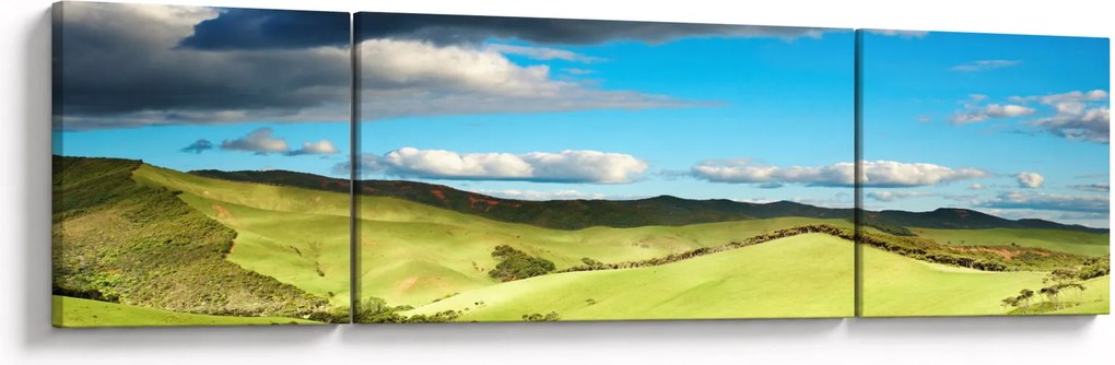 Obraz - Zielony krajobraz ze wzgórzami (170x50 cm)