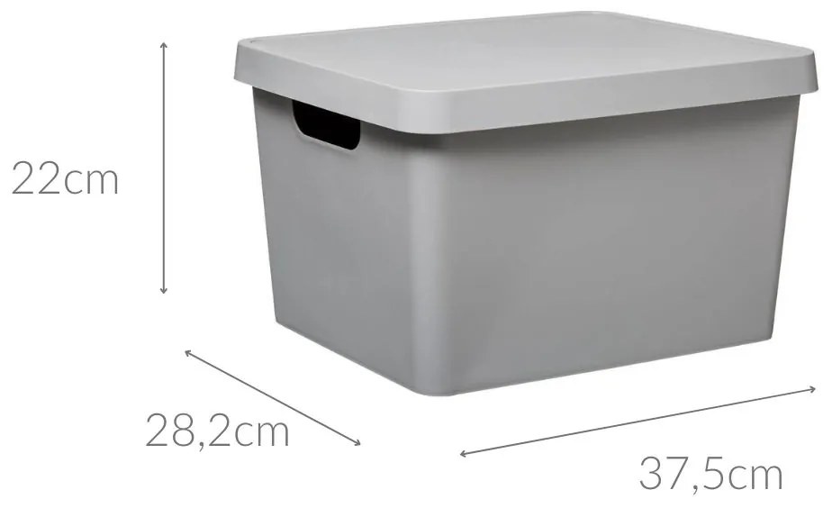 Zamykany pojemnik z pokrywką, szary, 17 l